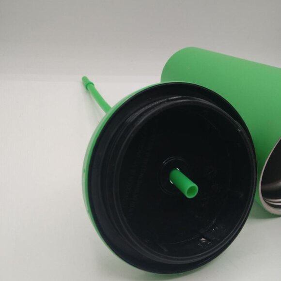 Starbucks Grande Kelly Green Stainless Steel Cold Cup w/plastic straw - Picture 5 of 7